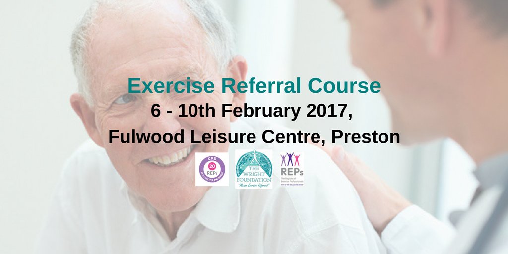WRIGHTFoundUK's tweet photo. ONLY 2 weeks to our Exercise Referral course with @PCCSHDev at Fulwood LC, #Preston 6-10 Feb 2017. BOOK NOW at https://t.co/XUOW68FVgz https://t.co/ScnZ73KOoa