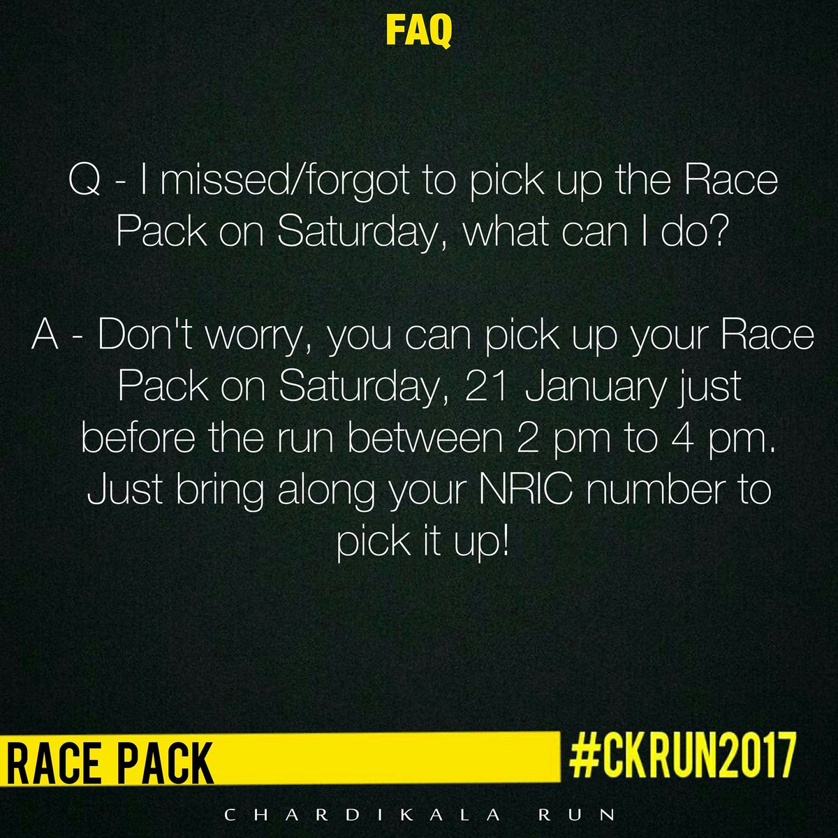 ChardikalaRun's tweet photo. First few #FAQ for #CKRUN2017 https://t.co/fvowfIzV5O
