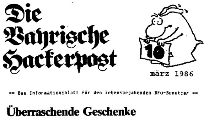 [Neues Exponat] bit.ly/2k9ty0P  WARUM zeigt die 8te Ausgabe der #BayrischeHackerPost von 1986 am Titelblatt die » 10 « ??!!