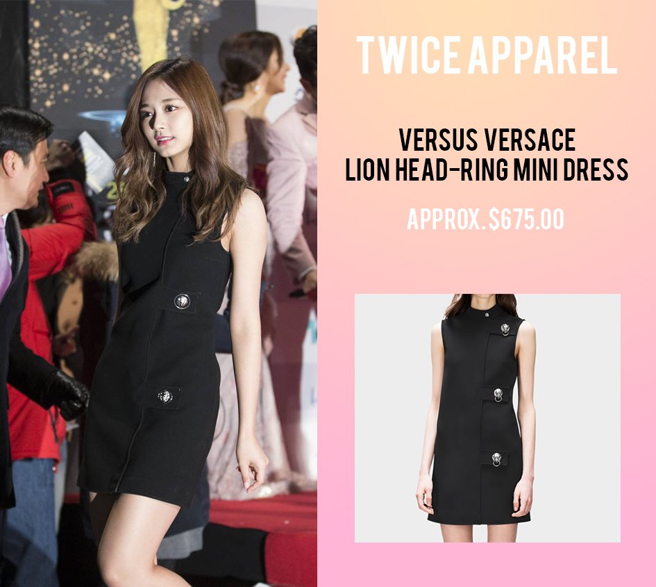 Twice Apparel Tzuyu Versus Versace Lion Head Ring Mini Dress Approx 675 00 Tzuyu Twice 쯔위 트와이스