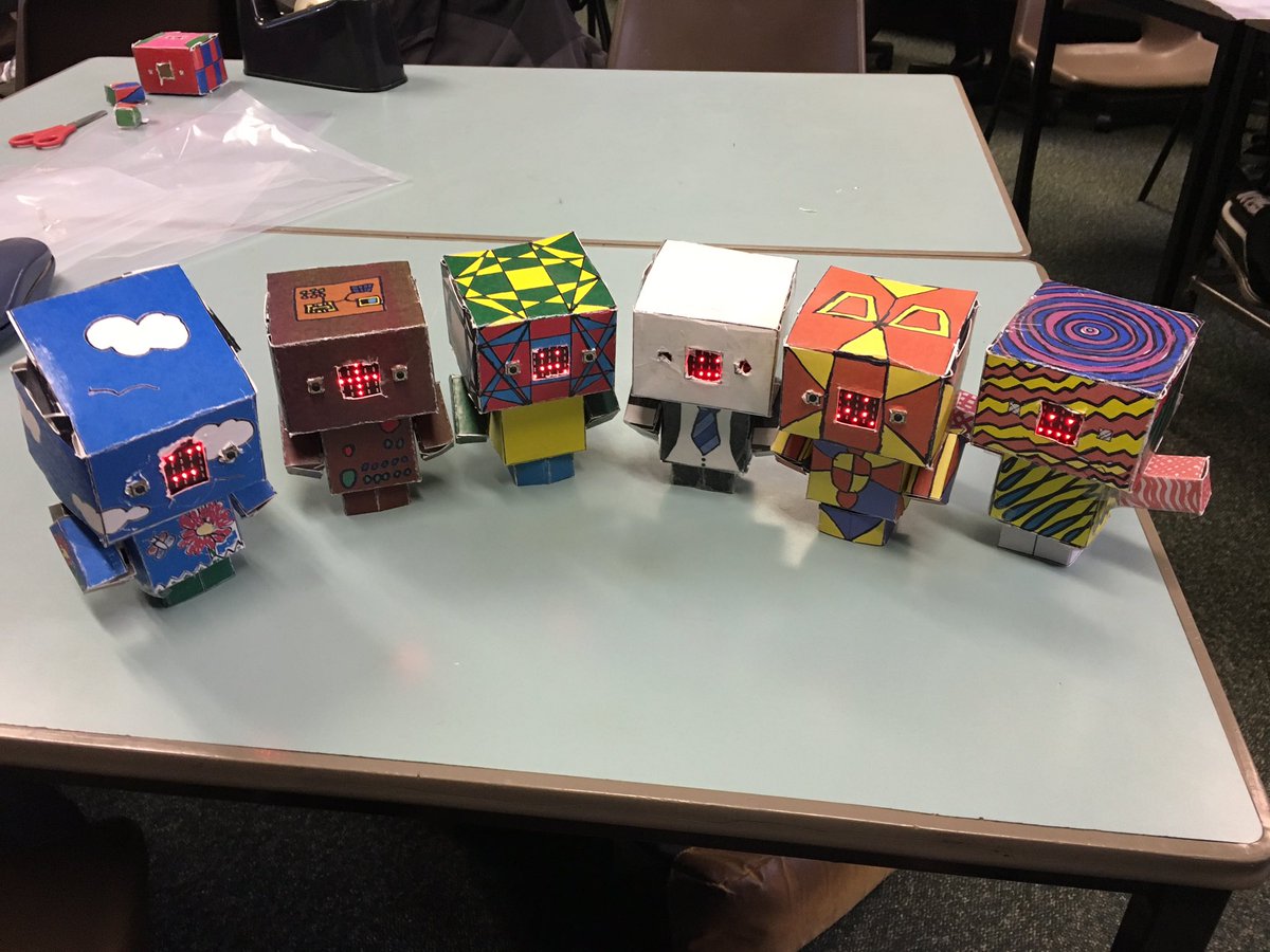 balernocomp's tweet photo. S2 have been finishing their #microbit papercraft characters this week :) https://t.co/8f3kIdtuHP