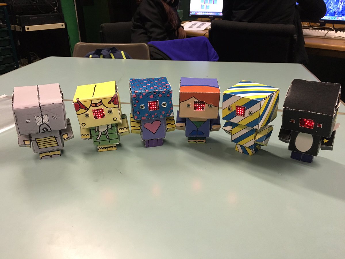 balernocomp's tweet photo. S2 have been finishing their #microbit papercraft characters this week :) https://t.co/8f3kIdtuHP