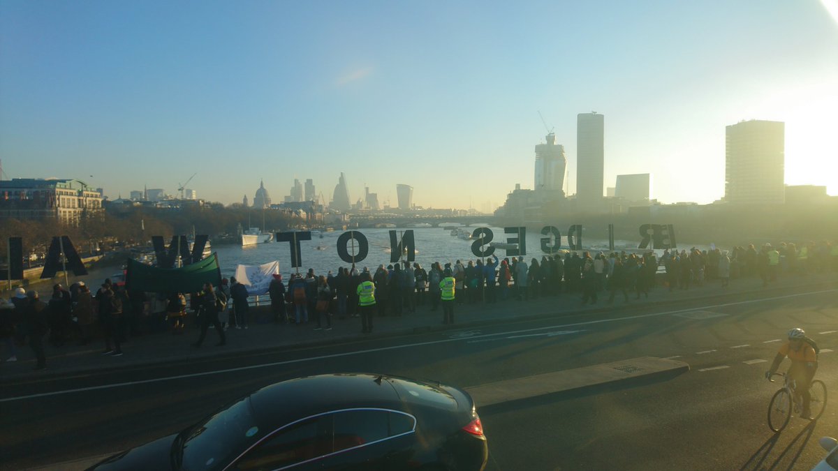 #bridgesnotwalls protest on Waterloo Bridge. How is today happening?! #uhoh