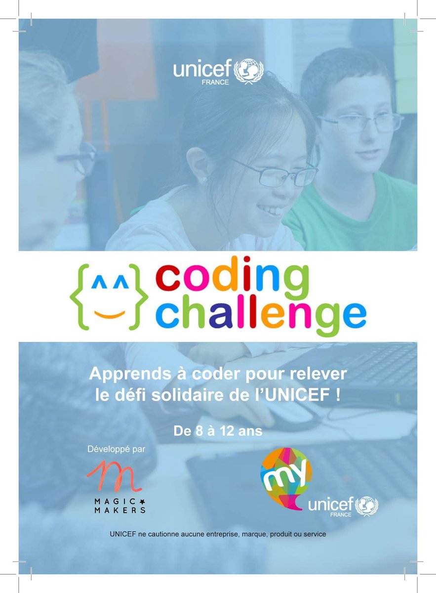 unicef_LO's tweet photo. Participez à l'#UNICEFCodingChallenge! ✔️
(ouvert aux #enfants de 8 à 12 ans)
▶️ https://t.co/HgE8BzkuAs
#UNICEF #MyUNICEF #DéfiSolidaire https://t.co/2ygNrm6UG6