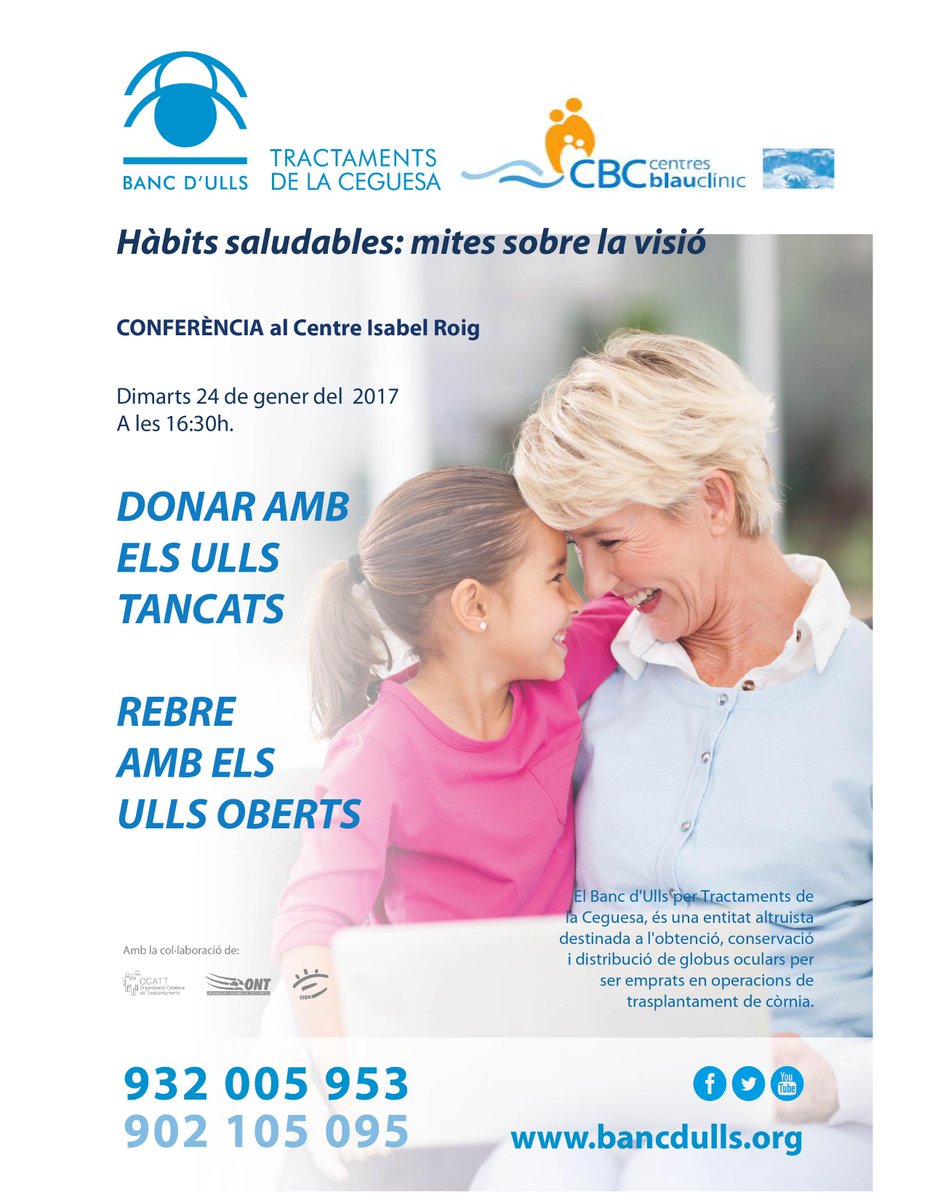 blauclinic's tweet photo. Dimarts vinent tenim la xerrada, i a més, durant el matí hi haurà un punt d'info del Banc d'Ulls al CBC #IsabelRoig: https://t.co/eNhi2HBpxx https://t.co/1ynTGdyold