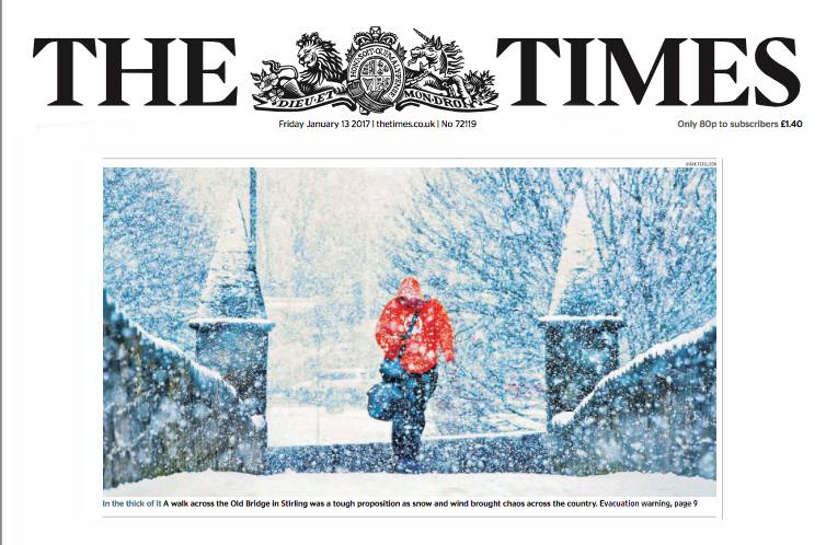 WallaceANDMoray's tweet photo. Can't believe last Friday we missed this great @thetimes front page pic of #stirlingbridge by Mark @thefotieman Ferguson. #wallaceandmoray https://t.co/p4BOZSoTOa