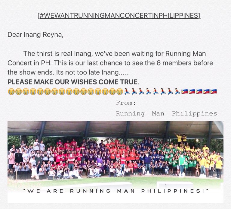 RMPHOfficial's tweet photo. The thirst is real 😭 please? @happeesy #WeWantRunningManConcertInPH https://t.co/EGE92zZORC