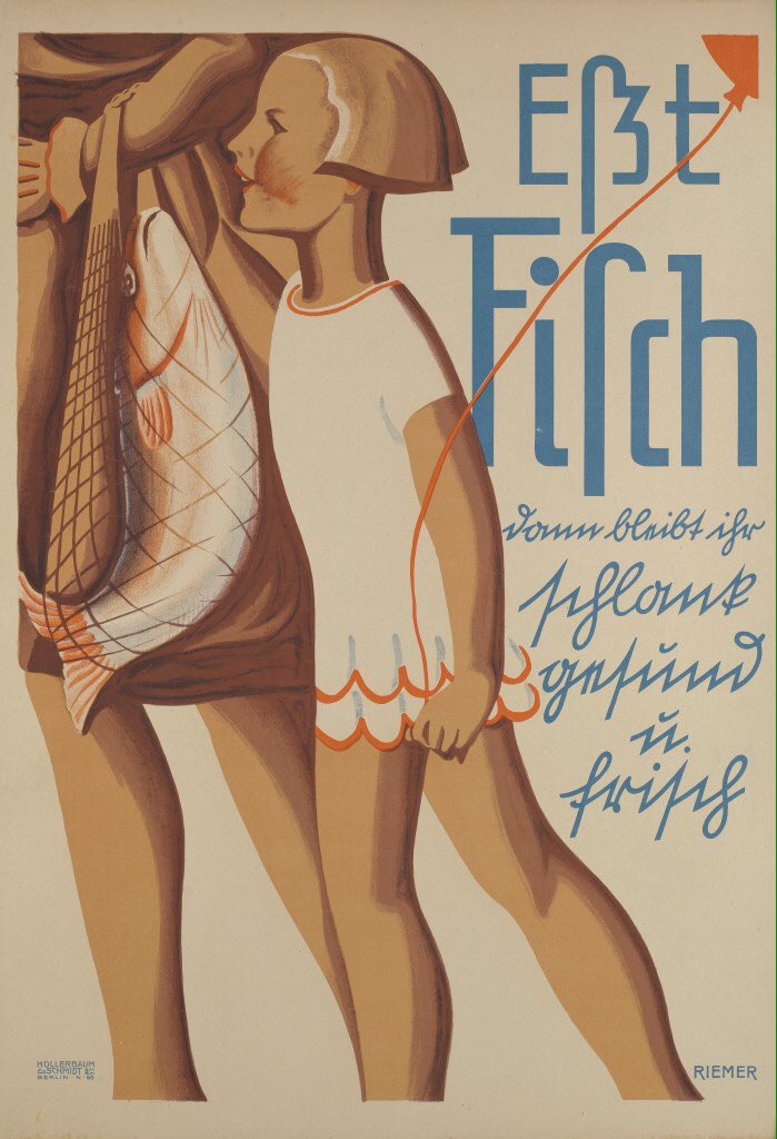 WellcomeLibrary's tweet image. From the Art Collection: "Eat #fish. Then you'll stay slim, healthy and fresh". By Walter Riemer, Berlin, 1920s catalogue.wellcomelibrary.org/search~S12/o67…