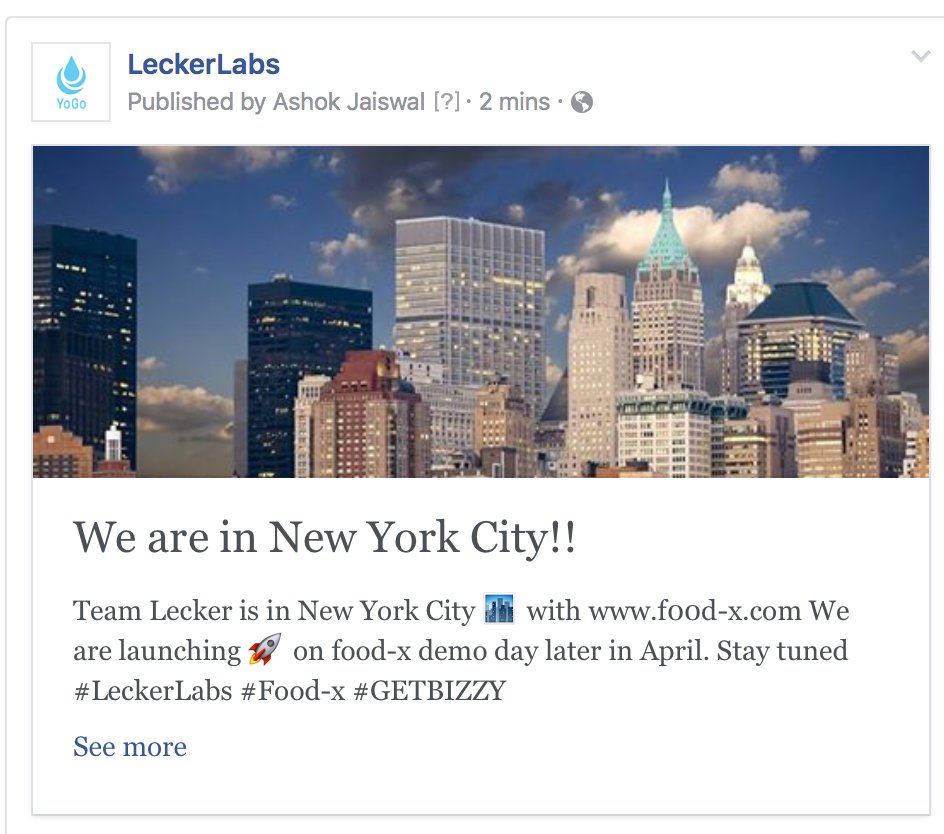 Team Lecker is in New York City 🏙 with buff.ly/2k8xbjv We are launching 🚀 on food-x demo day later in April. Stay tuned #LeckerLabs