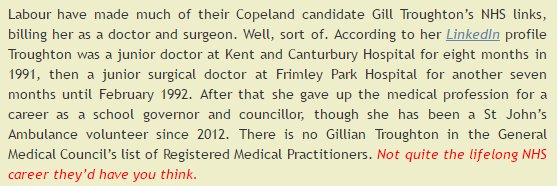 alexwickham's tweet photo. Labour billing their Copeland candidate as an NHS doctor/surgeon. Well, sort of... https://t.co/qDi6IvuIqv https://t.co/QkhYErjpnk