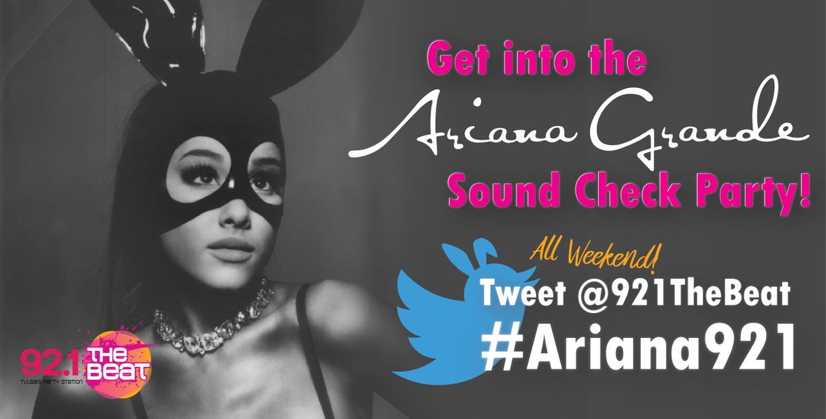 921thebeat's tweet photo. Here we go! Tweet at us all weekend with #Ariana921 for your chance to win @ArianaGrande tickets and Sound Check Party passes! https://t.co/CSEH3S9nOJ