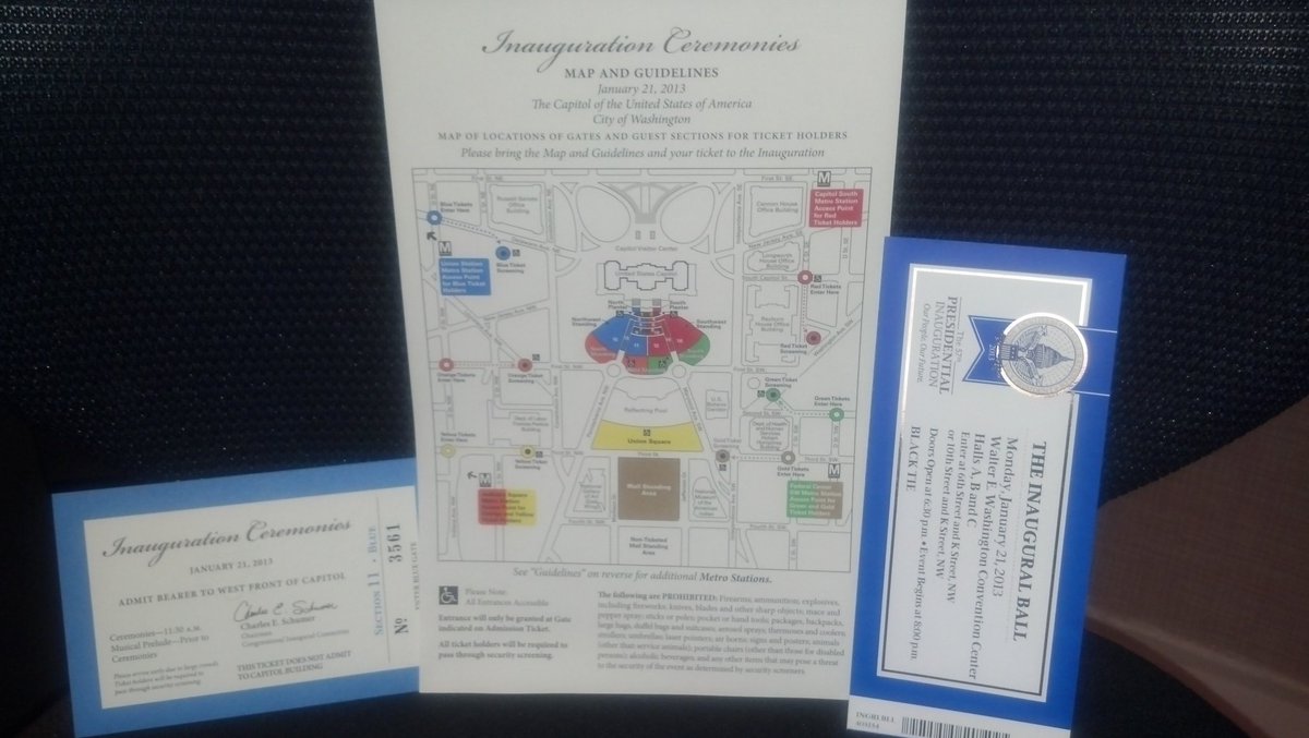 IPProfEvans's tweet photo. My #Obama2013 Inauguration tix were amazing. They came with a SEAT, a bathroom not far off, &amp; we were super close to the stage! #ObamaDay https://t.co/2IrXoZqDpA