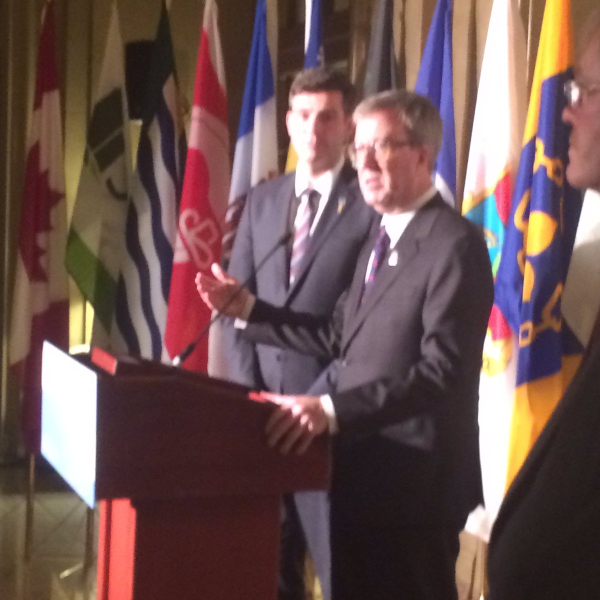 FCM_online's tweet photo. Happening now: BCMC press conference with @doniveson and @JimWatsonOttawa. #CDMmuni https://t.co/52Pou4YPUC