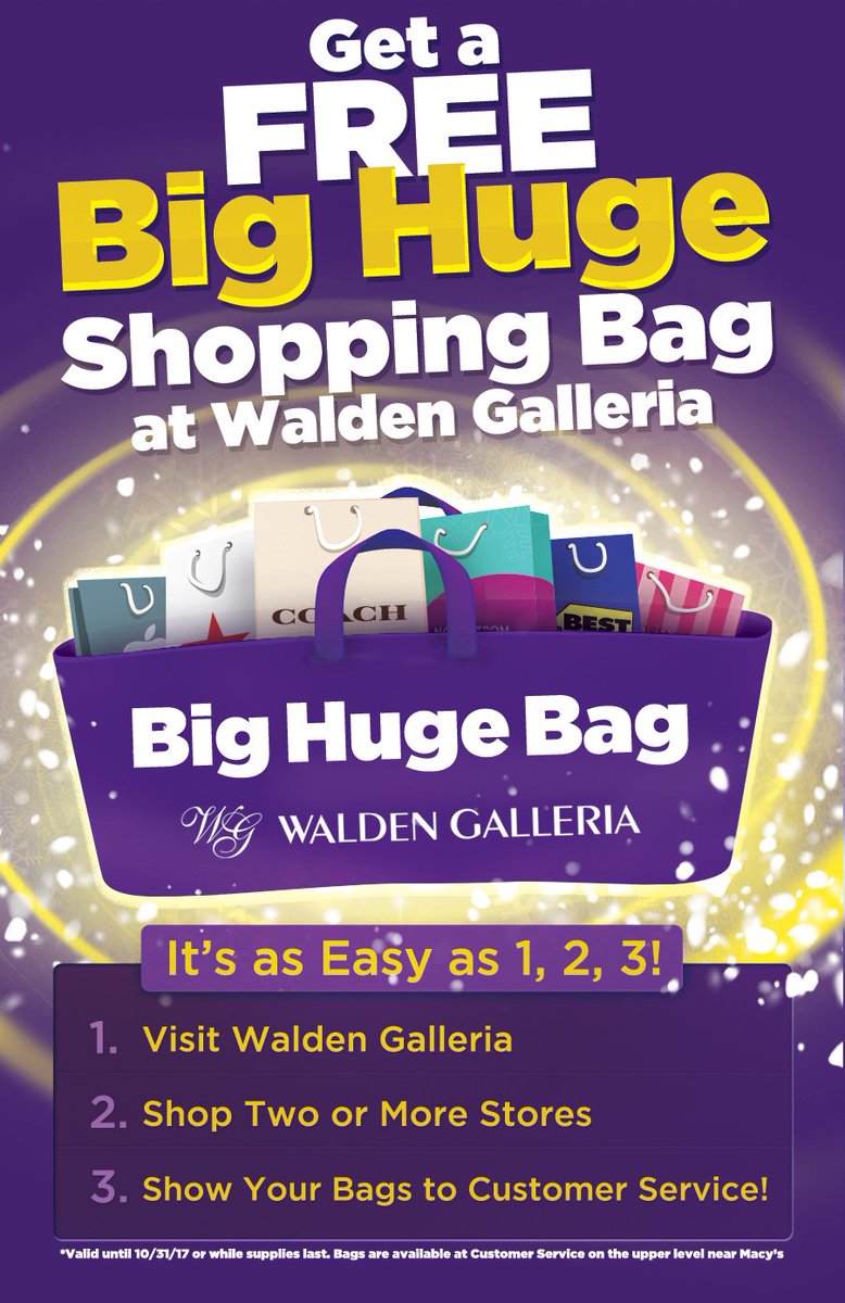 waldengalleria's tweet photo. Our #ShopperRewards are bigger than better than ever!
Shop at two or more stores & visit Customer Service to get a Big Huge Shopping Bag https://t.co/wg0P6ao6VK