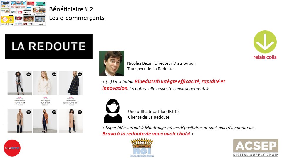 Bluedistrib's tweet photo. Prix de l'Innovation aux #Rois2017 de la #supplychain : C'est aussi grâce à la confiance de @LaRedouteFr et Relais Colis. Merci à vous. https://t.co/fVi3RBbvEw