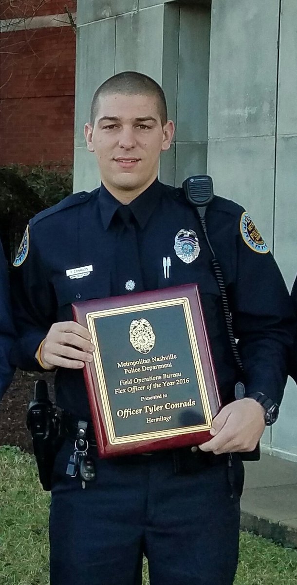 MNPDNashville's tweet photo. Officer Tyler Conrads is the Police Officer of the Year.  His great work led to the discovery of a murder victim &amp; the arrest of suspect. https://t.co/xSa0RkWeM6