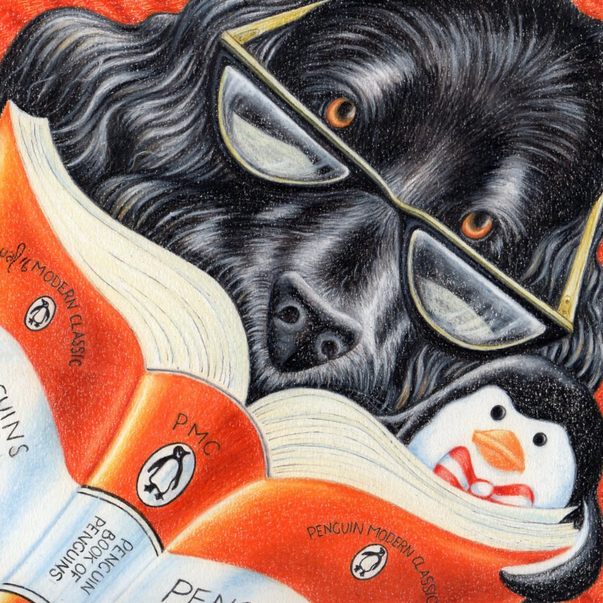 valmac_art's tweet photo. Oscar the dog and Penguin the Penguin reading the Penguin Book of Penguins! Natch!! #penguinmodernclassic #valmacart #oscarandpenguin https://t.co/nfx9xtHku9