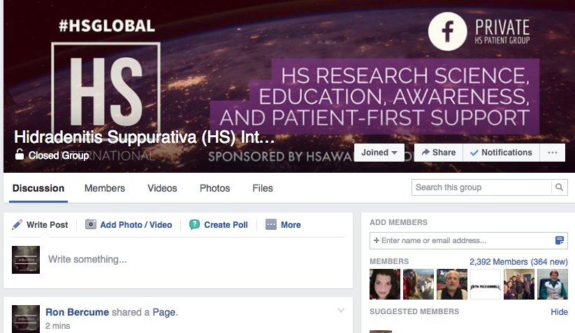 HSisNOTu's tweet photo. #HSGLOBAL is a PRIVATE #HidradenitisSuppurativa (HS) International FB Group united for #HSAWARENESS & #HSSUPPORT https://t.co/Fi13GV8nsj https://t.co/8AE6Rdh6ab