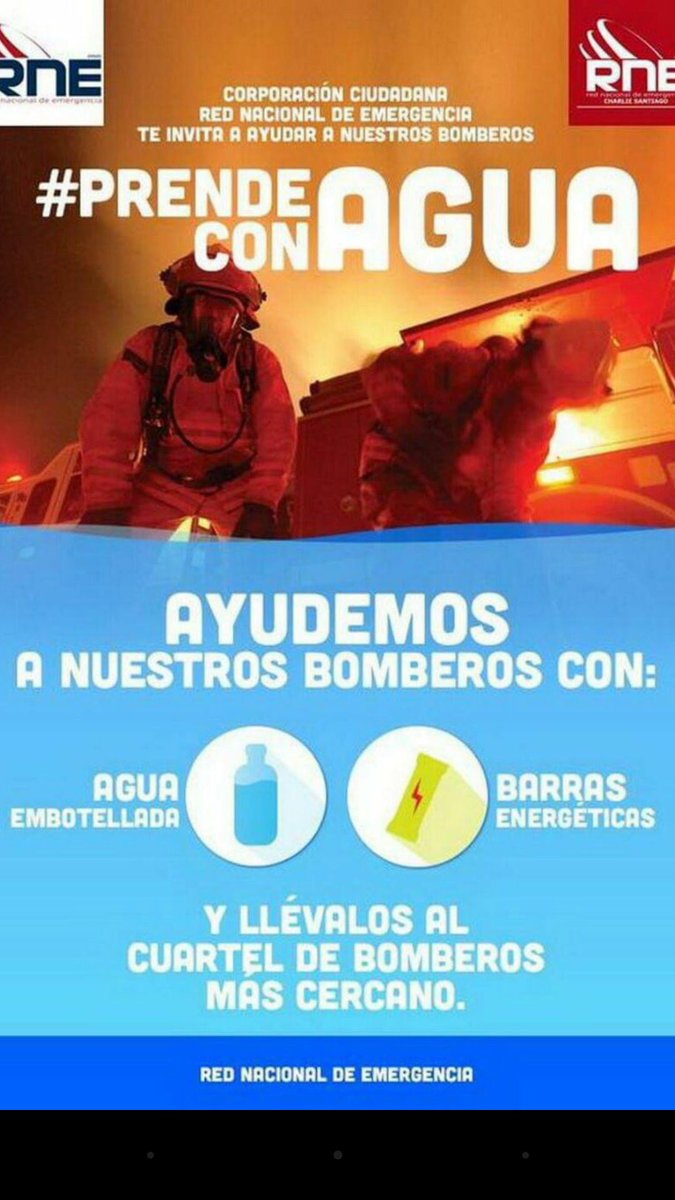 reddeemergencia's tweet photo. Bomberos de Puente Alto y Pirque extenuados más de 14hrs de trabajo continuo, apoyalos llevándoles agua embotellada y barras energéticas https://t.co/jONnl3Yey1