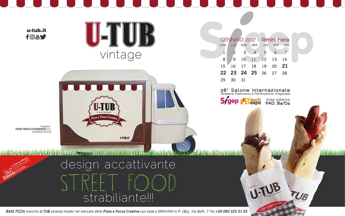 utubpizza's tweet photo. Vi aspettiamo al @SigepRimini dal 21 al 25 gennaio con il nostro nuovo mezzo mobile per lo street food.
#utub #fiera #sigep2017 #utubintour https://t.co/C92k6pXpg3