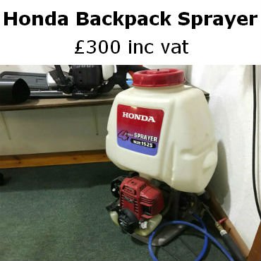 Honda WJR 1525 (used)
Petrol powered, backpack sprayer
Horticulture at TT, Chacewater 01209 821444
Photos goo.gl/sIyuPI