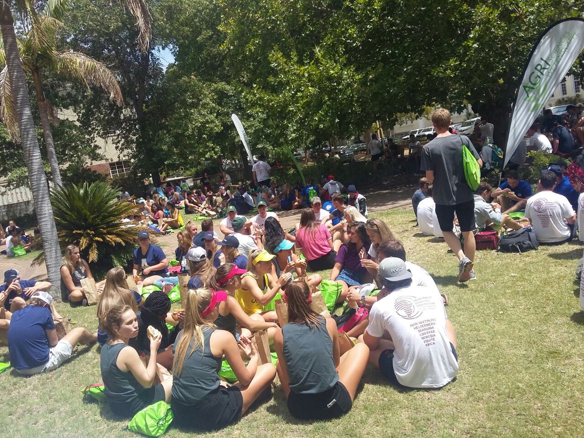 New comers enjoy good 'ol chicken burgers and mingling with new friends. #Food #StellenboschUniversity #NewComers