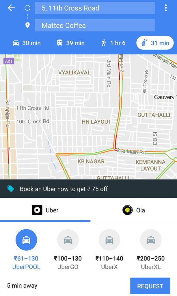appptalks's tweet image. #WOW @Uber integrated into @Google #maps with #Discount #Coupon. cherry on the cake.
