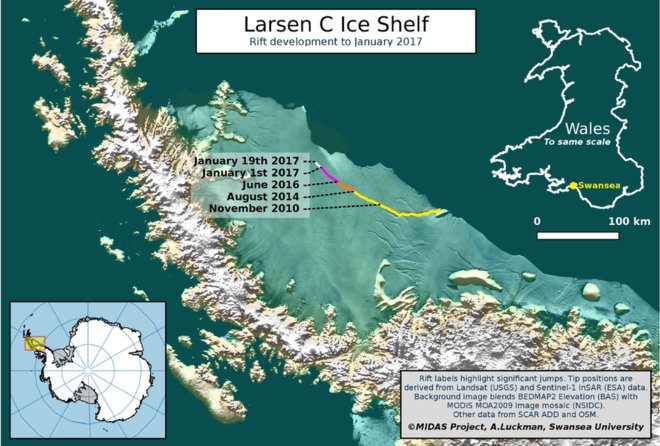 climatehawk1's tweet photo. Crack in Antarctic ice shelf has grown another 10 km (6 mi) since Jan. 1 https://t.co/L1tqaZ1cLQ #climate #globalwarming https://t.co/owKKeVQfDH