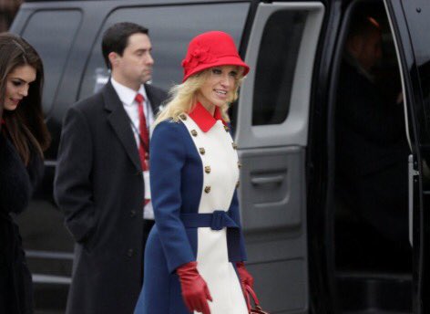 jippyg's tweet image. Kellyanne Conway, fresh from her other job as manager of a food court Hot Dog on a Stick.