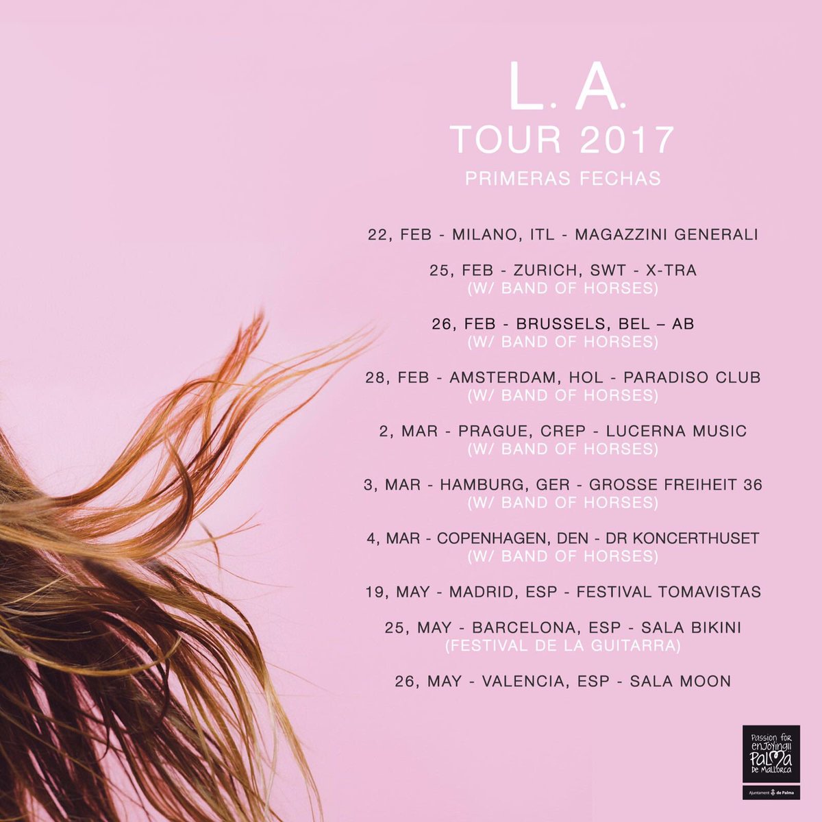 A great pleasure to announce first dates of the year and tour together with our friends <a href="/bandofhorses/">Band of Horses</a>! Europe there we go! 🖖🏽 #EnjoyingPalma