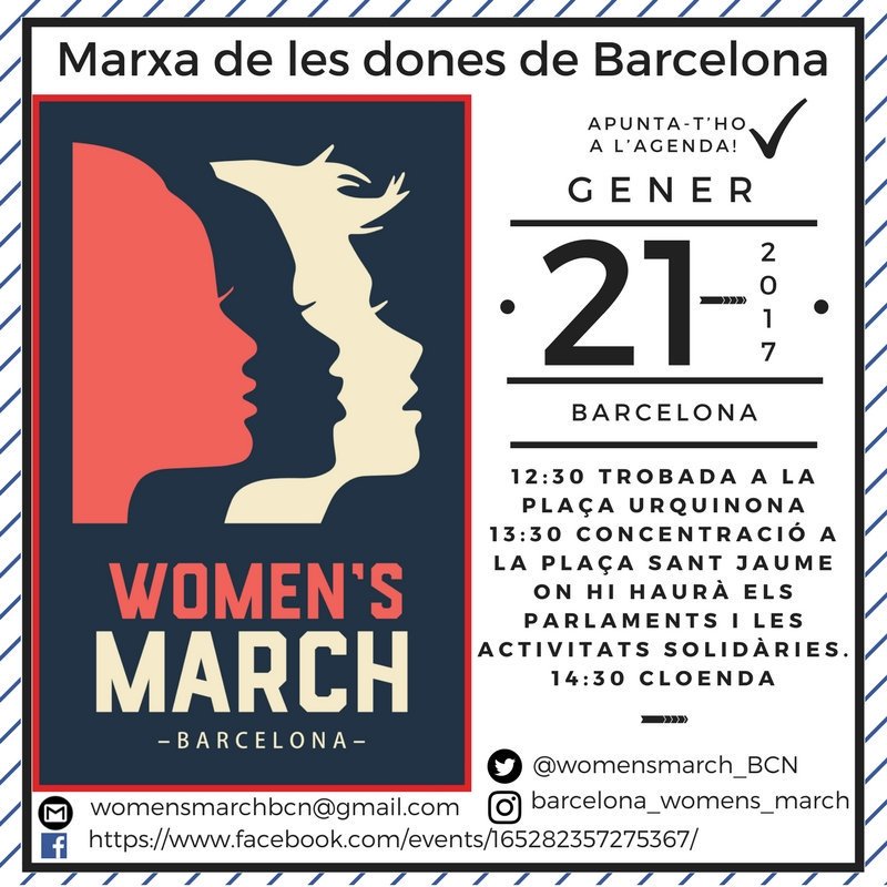 Demà 13.30h tots a la #WomensMarchBCN pq <a href="/realdonaldTrump/">Donald J. Trump</a> suposa un perill per a la socialdemocràcia i especialment la igualtat de drets! 🙍💪