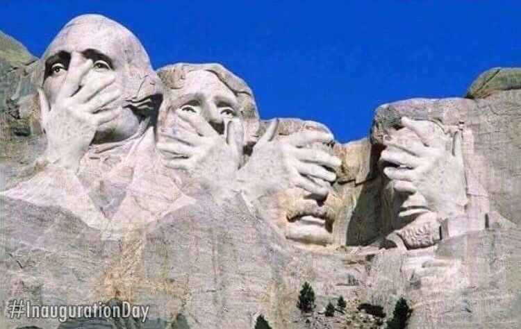 Illovon's tweet photo. Meanwhile on Mt Rushmore.. 😂 #InaugurationDay https://t.co/kC9Qtqj9ZZ