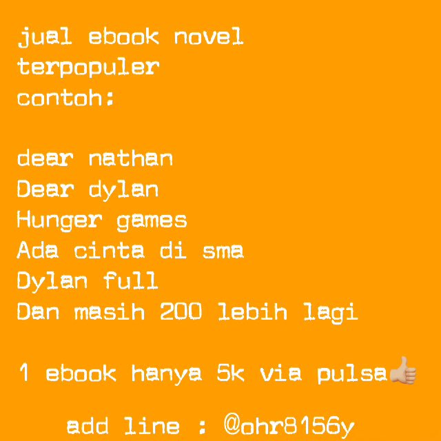 ADA YANG MINAT? ADD LINE AJA PAKE "@" YAA