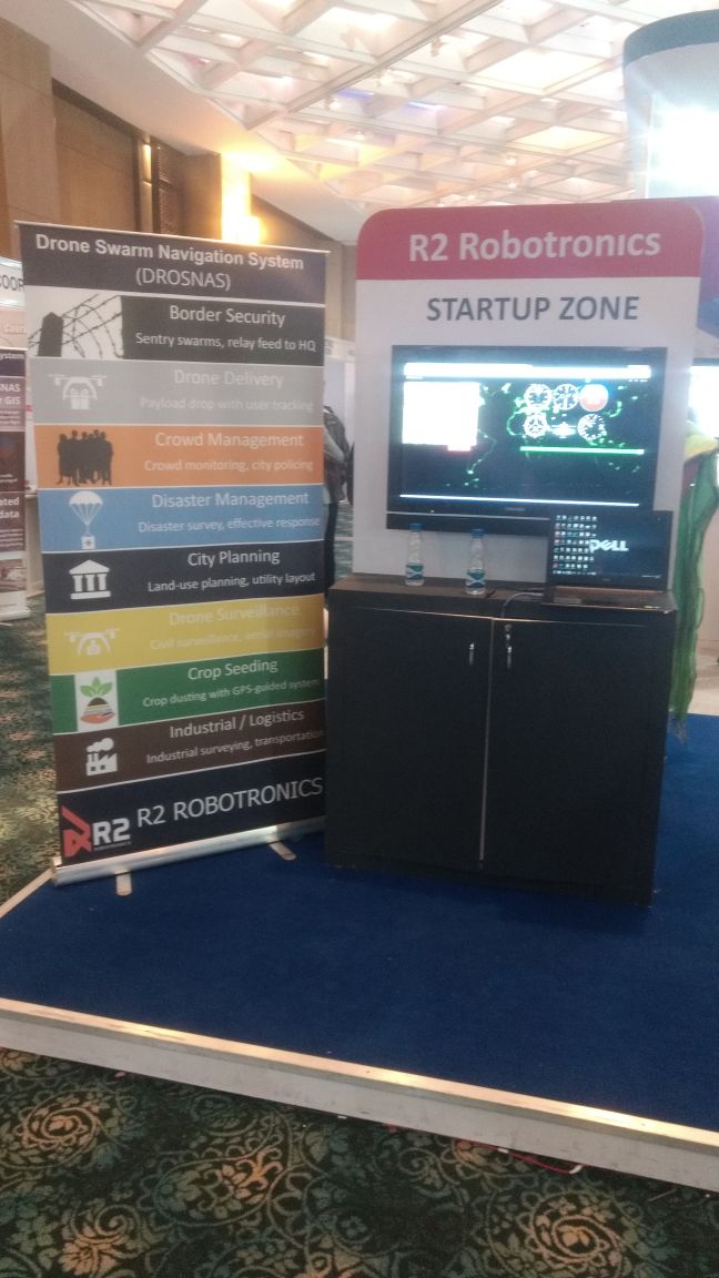 r2robo's tweet photo. R2 launches "DROSNAS for GIS" at @esriindia UC, completely automated &amp; integrated Drone + GIS tool. Met Mr Jack Dangermond, great experience https://t.co/wNW169KAZm