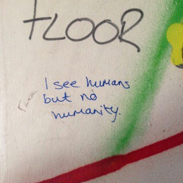 Why_U_Reading's tweet image. I see humans but no humanity.
Hallam Towers, S10

Found by @AlissCurtis 

#streetwords #sheffield #graffiti #type #typebrut