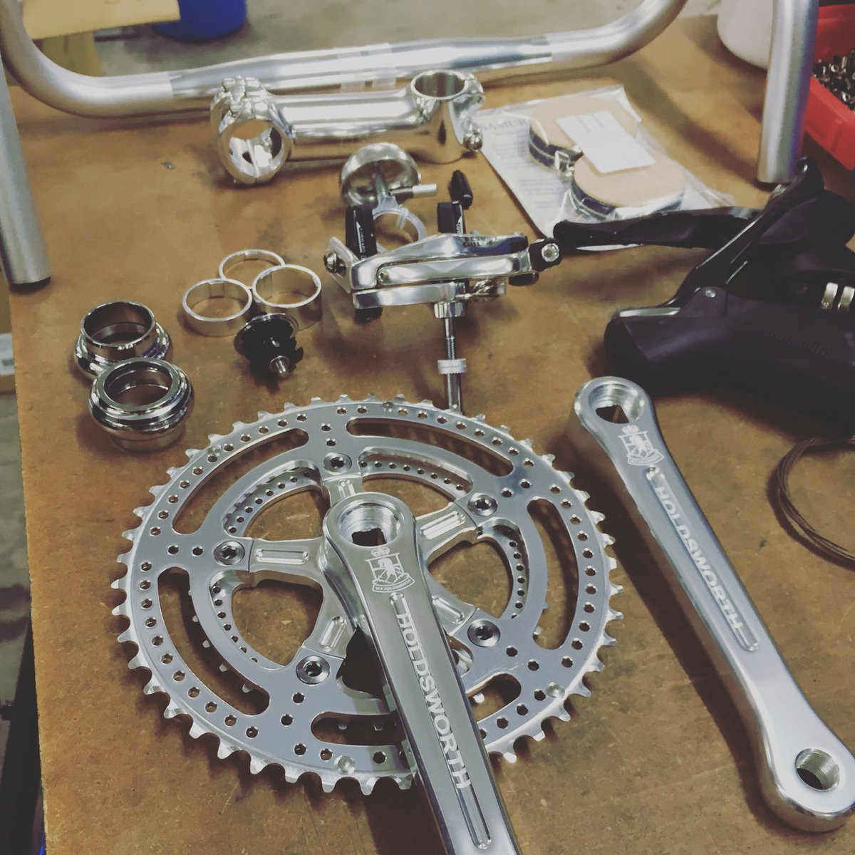 Holdsworthbikes's tweet photo. Holdsworth Gransport components ready to build the new #Brevet https://t.co/FXCbElvqs9