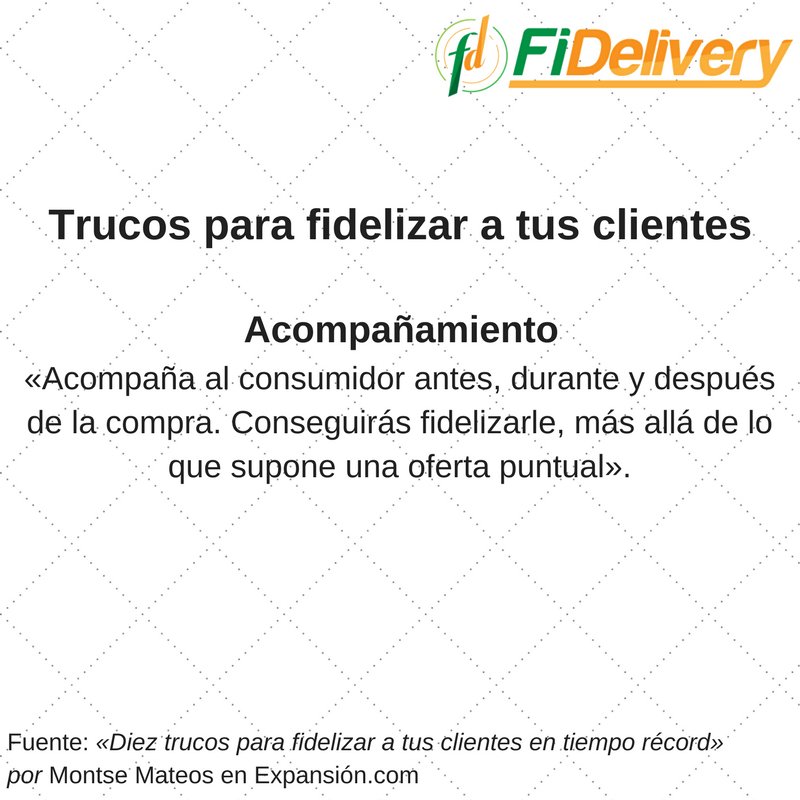 fidelivery's tweet photo. No es sólo conseguir al cliente, también hay que mantenerlo. Facilita esta labor con Fidelivery.
#Consejos #Fidelización #Restaurantes https://t.co/An3Hb3FV1Y