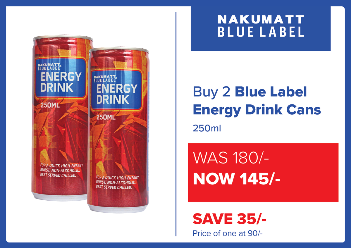 Nakumatt's tweet image. We all need that kick for free. But since we can't guarantee it, save cash on your next energy drink. #NakumattBlueLabel #Nakumatt