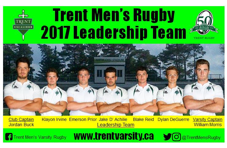 TrentURugby's tweet photo. TRFC 2017 Leadership Team
Club Capt @J8uck 
Varsity Capt @wmorris34 
Group @emerson4761 @klayirvine @blakereid12 @jakedachille Dylan DeGuerr https://t.co/Yp6cEx49KR