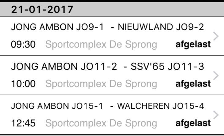 Jeugdwedstrijden voor 21/1 afgelast