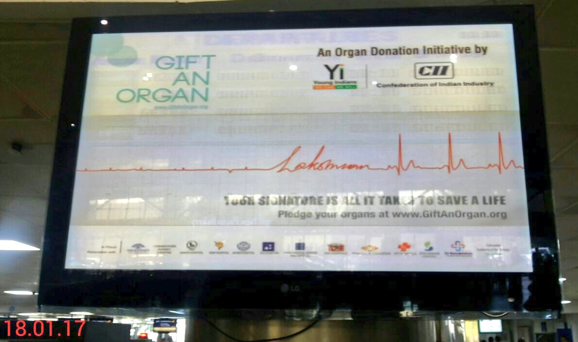 #GiftAnOrgan awareness drive &amp; pledge campaign across India! Promo at Pune &amp; Bangalore airports! Save Lives GiftAnOrgan.org #YiGAO