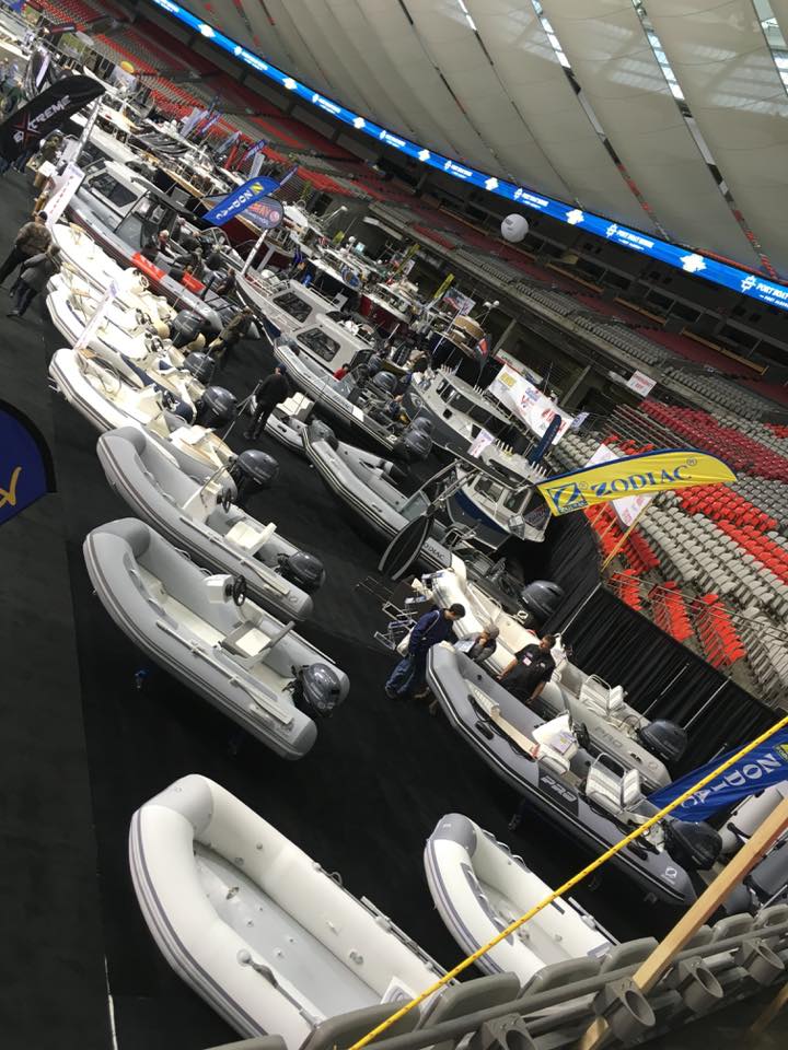 ZodiacNautic's tweet photo. Day3 #Vancouver Boat Show (@BoatingBC) @checkpointGA is displaying an almost full line up of Zodiac and Avon's. https://t.co/2TRiBDDFIh