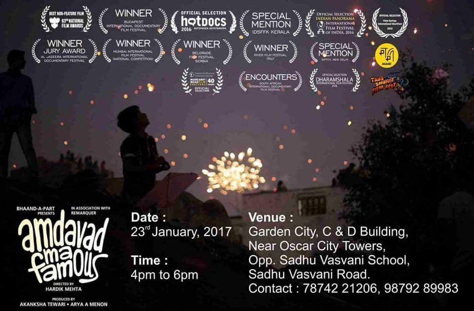 GujaratiMovies's tweet photo. Special screening of award winning short documentary film #AmdavadMaFamous in #Rajkot
Few seats available. Ticket Rs.50 https://t.co/JZyCx2kkjs