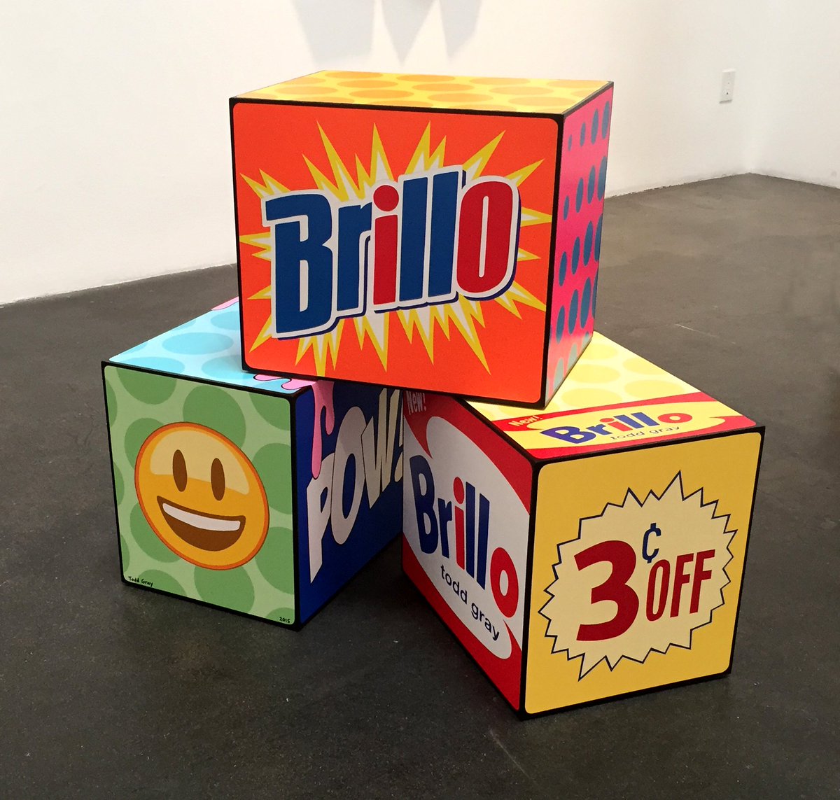 ToddGrayStudios's tweet photo. "BLEEP" by #ToddGrayStudios #stacked #Brillo #Pow! #emojisunday #modern #contemporary #popart #LAart #splat #cleanlines #hardedge #boxart https://t.co/AFMFWNyEGa