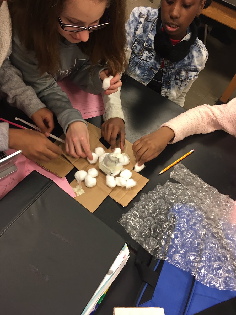 ScienceRoom13's tweet photo. Students are eggstatic about designing, building and testing their egg helmets for forces and motion. https://t.co/m7agAtRHSW