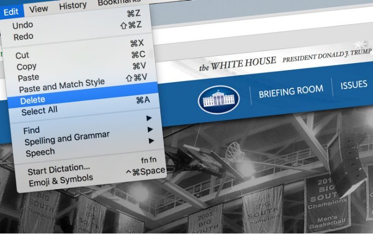 internetarchive's tweet photo. The pages are in the Wayback. "Trump’s https://t.co/Mpuy6Nq6In Disappears Civil Rights, Climate Change, LGBT Rights" https://t.co/H5cmBOyU2r https://t.co/ppUJqHQFpi