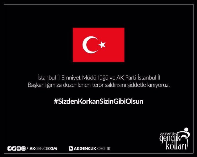 Ak Parti İstanbul İl Başkanlığımıza düzenlenen hain, alçak saldırıyı kınıyoruz.  #SizdenKorkanSizinGibiOlsun