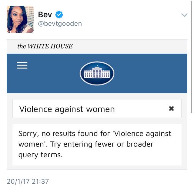 3 h de gobierno Trump: ya han desaparecido de la web de la Casa Blanca el servicio contra la violencia machista y la página de derechos LGTB