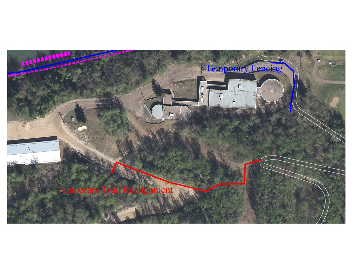 The trail bypassing the waste water treatment plant will be realigned to direct users further up the access road