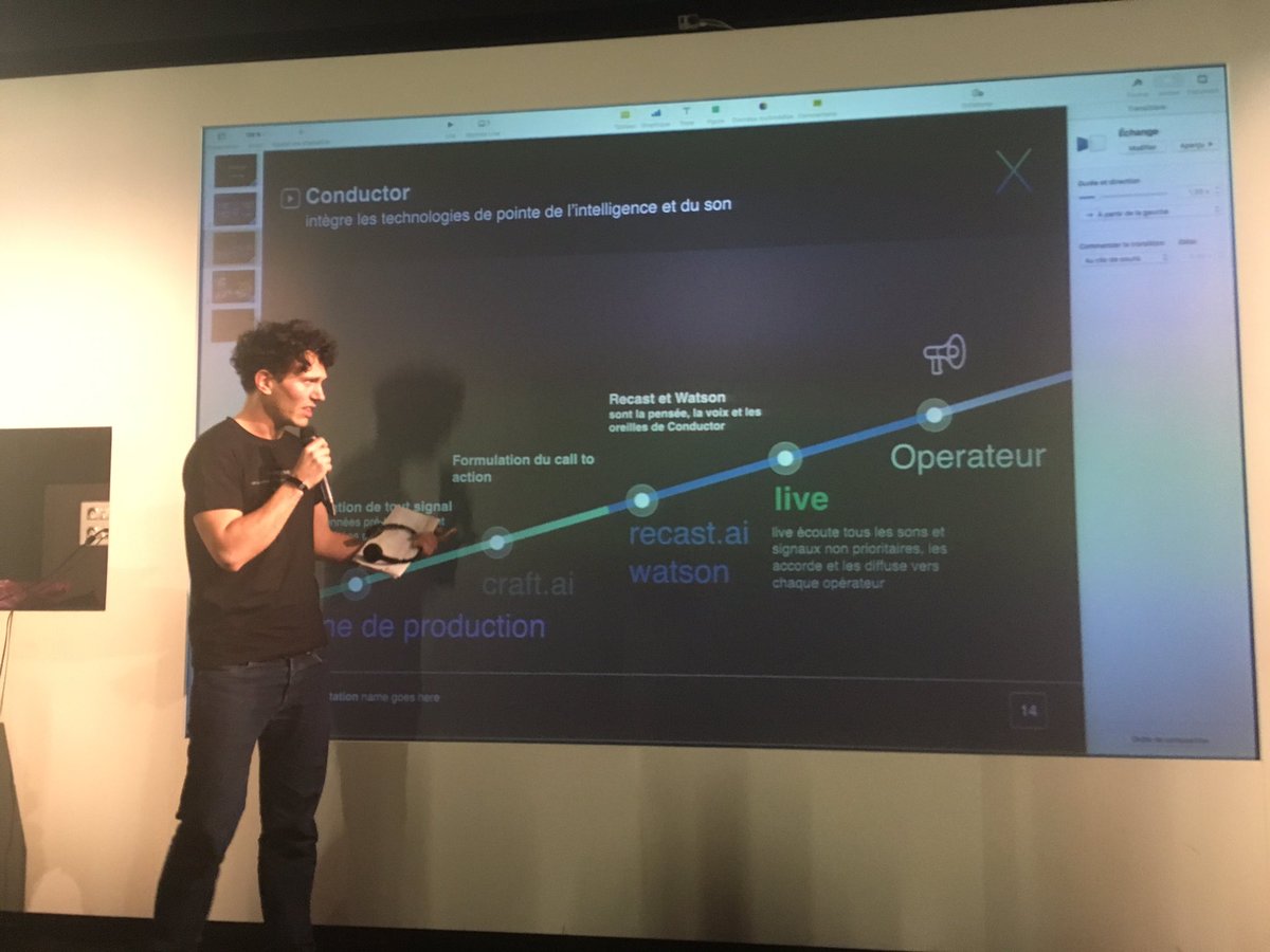 BeMyAppFR's tweet photo. Conductor : interface sonore homme/machine qui met en musique l'activité de la chaîne de production 🎼 #hacktheui #AI https://t.co/pDgvD5KISA